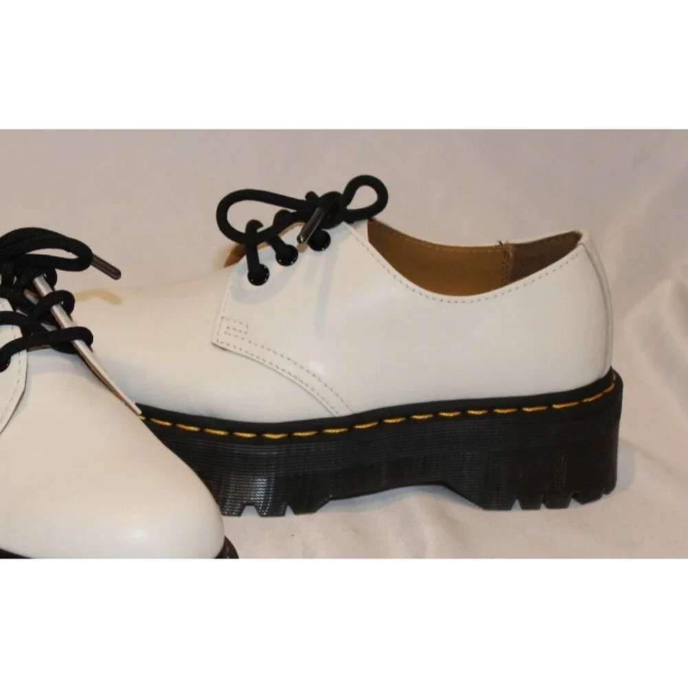 NIB DR‎ MARTENS Women's 1461 Quad Smooth Leather Platform Oxfords White Sz 7 NIB